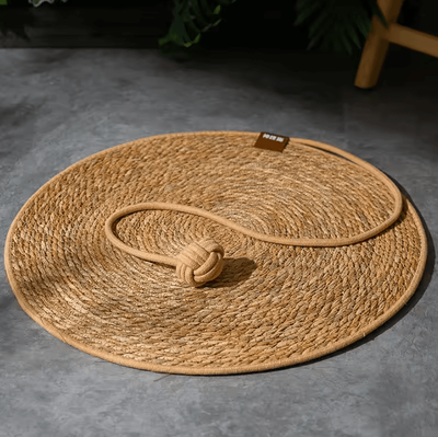 Inspire Curations NaturWeave Rattan Cat Scratching Mat & Furniture Protector mat And Ball 40cm