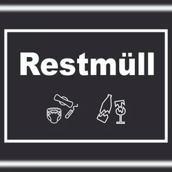 HB-Druck Restmüll Mülltrennung Schild Text Symbol Haushalt waagerecht A1 (594x841mm)