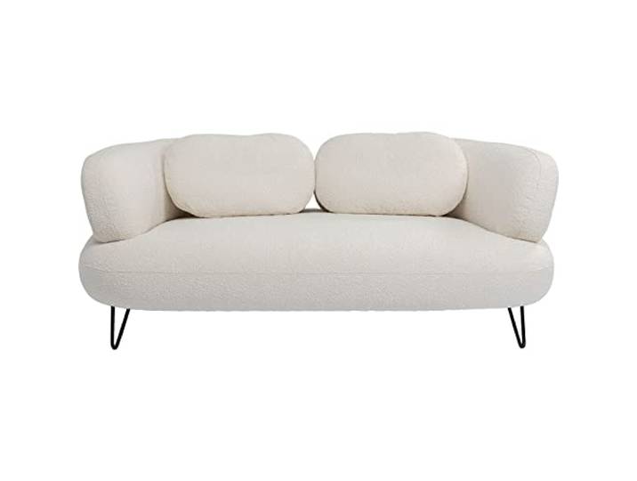 Kare Design Sofa Peppo, Weiß, Moderner 2-Sitzer, Bouclé-Polsterbezug, Schwarze Metallbeine, 72x182x94cm (H/B/T)