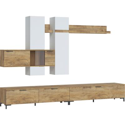 Wohnwand HOME AFFAIRE "Alternative", kastanie, weiß, Kastenmöbel-Sets, Wohnwand