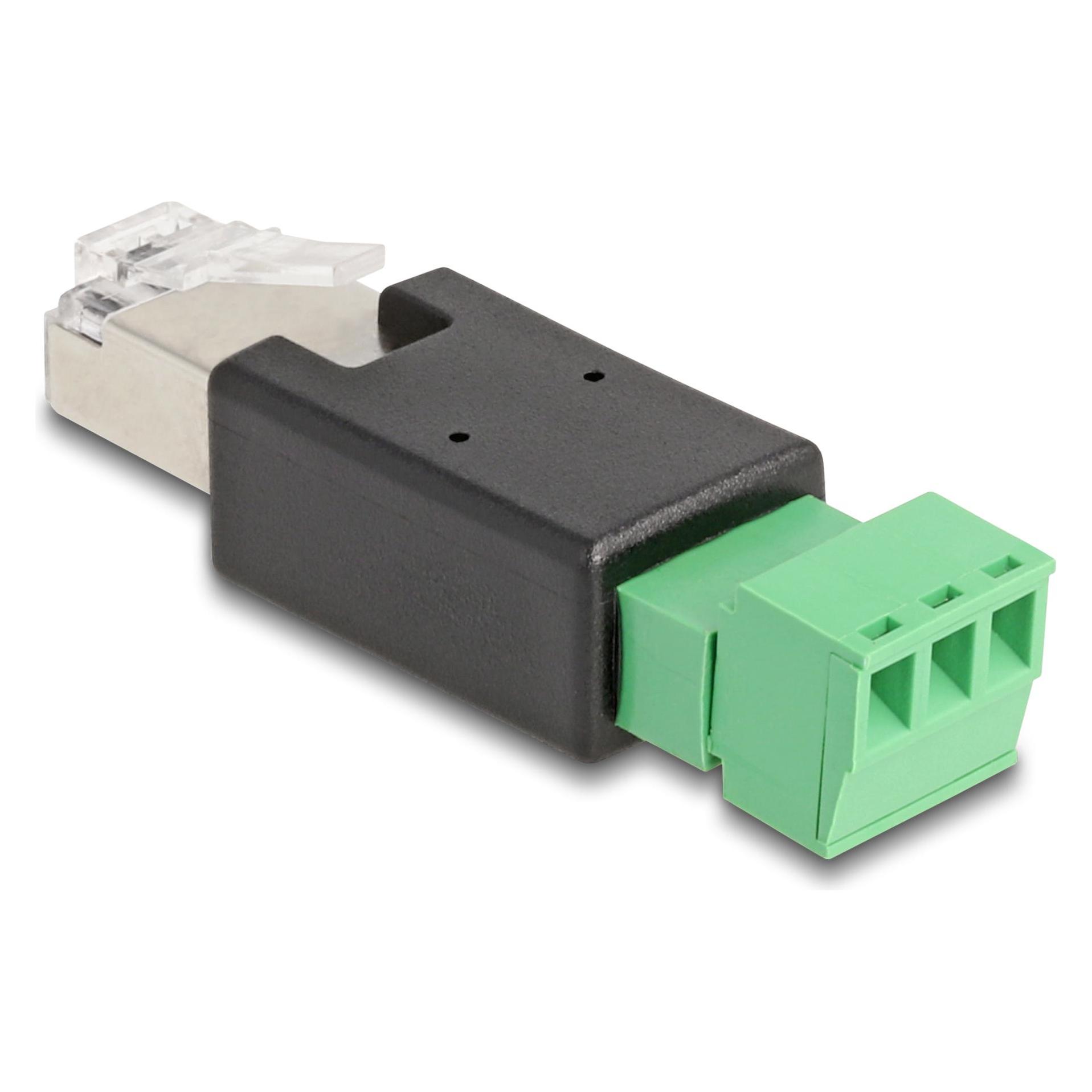 Delock RJ45 Stecker zu Terminalblock Adapter 3 Pin 2-teilig (Netzwerkkabel Stecker) (66607)