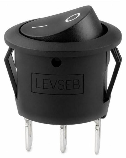 Dripio Miniatuur tuimelschakelaar KCD1, SPDT, 6A/250V, 20mm, zwart, niet verlicht