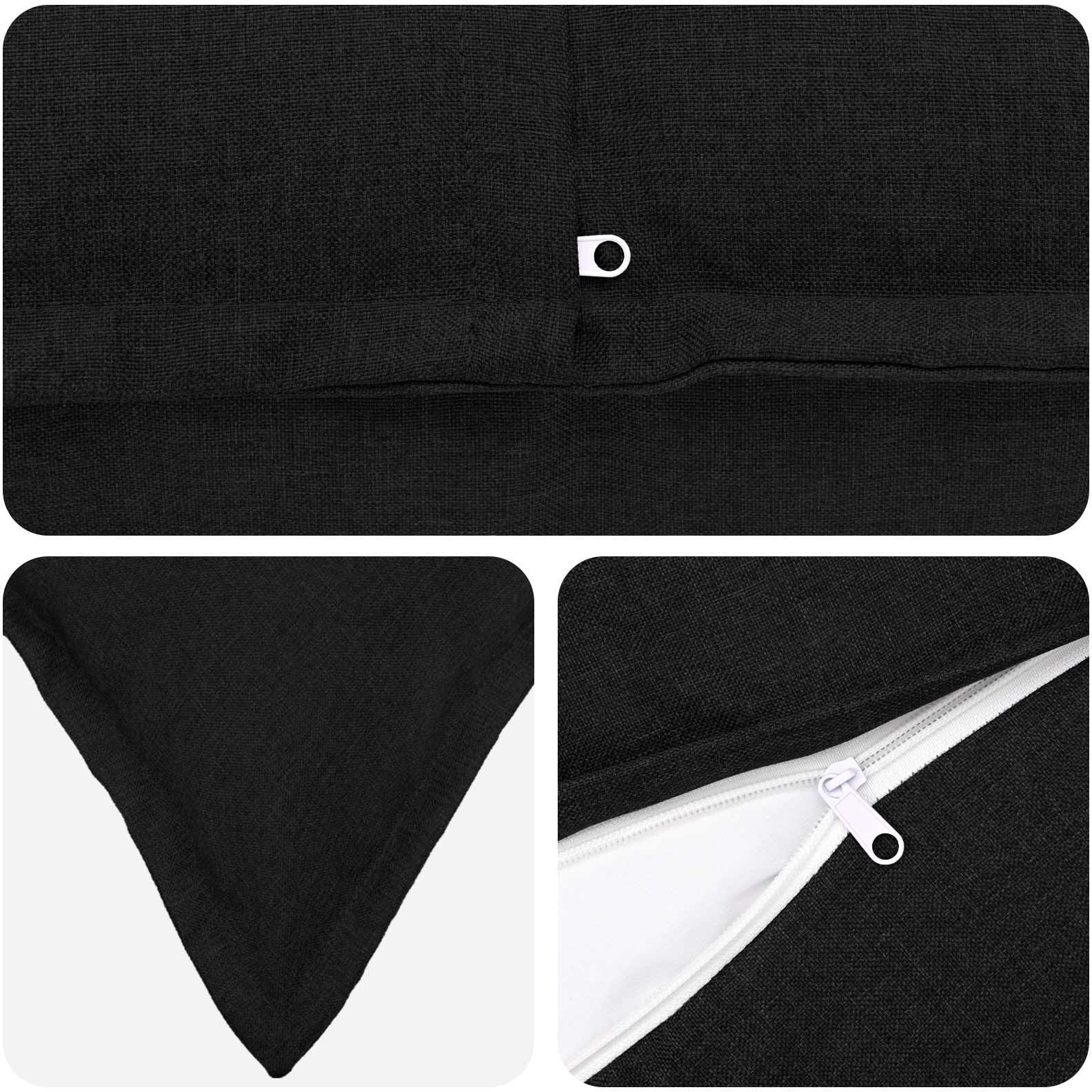 vidaXL Coussin avec oreiller HOUTEN 6 pièces Noir Lin synthétique