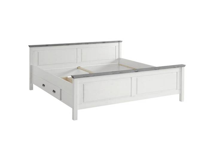Boxxx Bett, Grau, Weiß, Holz, Kiefer, massiv, 200x200 cm, Schlafzimmer, Betten, Doppelbetten