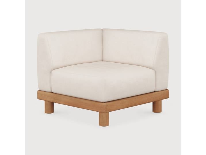 Ethnicraft Monocle Modulsofa Outdoor-Eckteil Teak/Stoff White