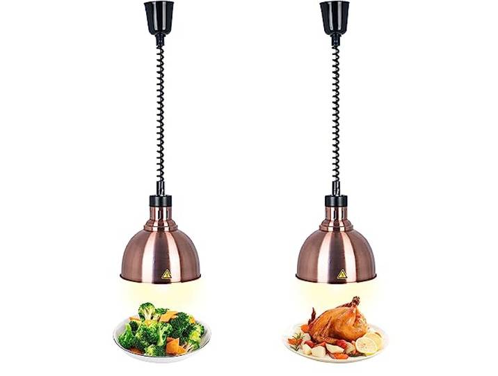 VFDZ Wärmelampe Küche Gastro Einziehbar, Speisenwärmer Lampe Buffet 250W Wärmelampe Gastronomie für Speisen, 25cm Durchmesser Lebensmittel Wärmelampe Küche für Essen Buffet, Restaurant, Hotel