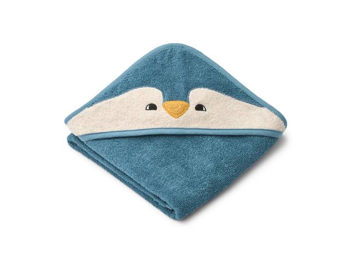 LIEWOOD - Albert Babyhandtuch mit Kapuze, Pinguin, oceanview mix