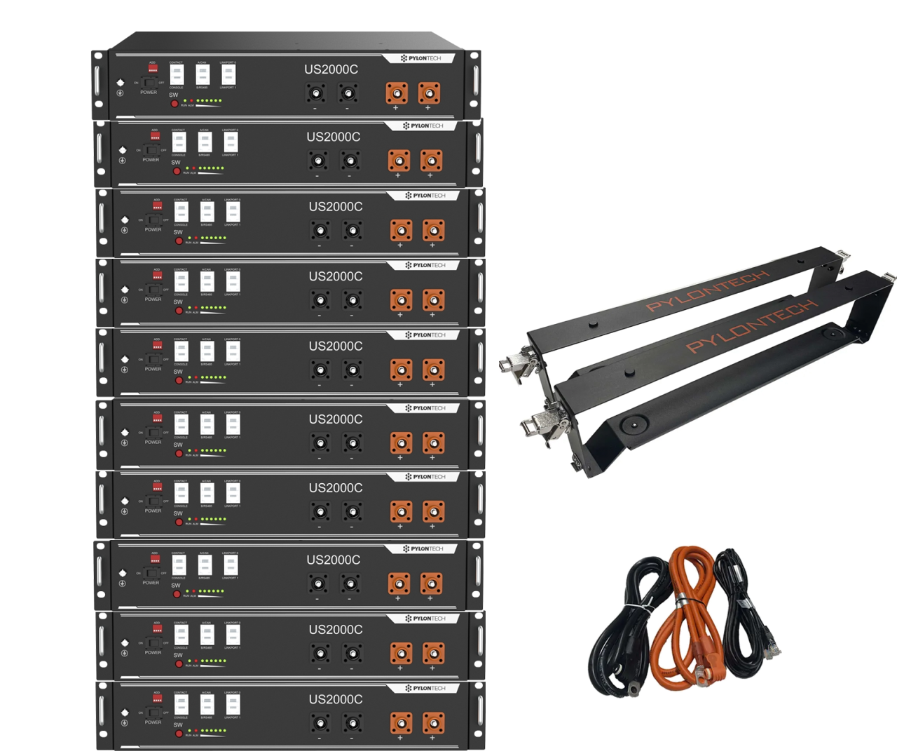 Pylontech 12 x US2000C 28,8 kWh Solarspeicher Lithium LiFePO4 inkl. Kabel, Halterung und BMS