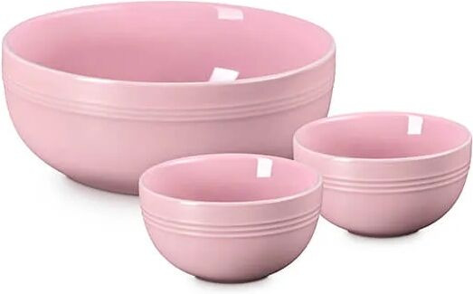 Le Creuset Stoneware Serenity Sugar Pink Set of 3 Coupe Serving Bowls