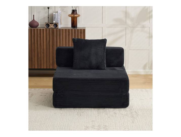 Vankel Loungebett Sofas Wohnzimmer, Sessel mit Schlaffunktion aus Cord faltbar, 1-Sitzer Schlafsessel, platzsparend, bequem und ohne Montage