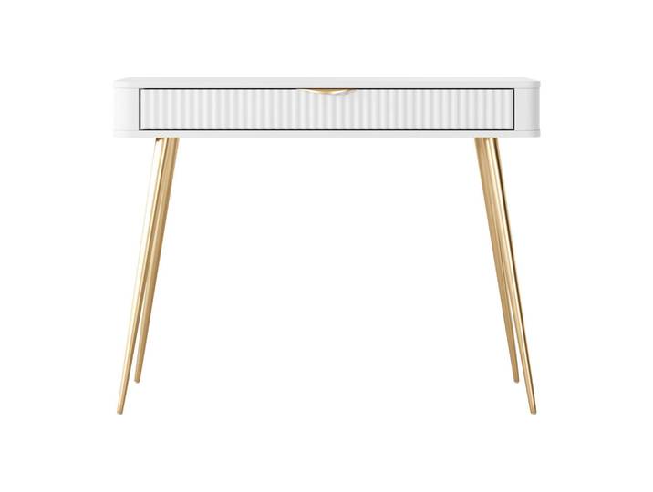 Mirjan24 Schminktisch Lante, Weiß, Metall, 1 Schubladen, Rechteckig, 101x78x38 cm, Wohnzimmer, Wohnzimmertische, Konsolentische