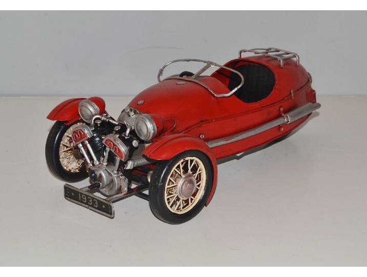 JS GartenDeko Modellauto Modellauto Marke Morgan Threewheeler Modell 1933 aus Blech L 34 cm