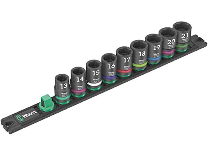Wera 05005490001 Barre magnétique pour douilles C\, Impaktor 1 Jeu de douilles\, 1/2\ \, 9 pièces Noir