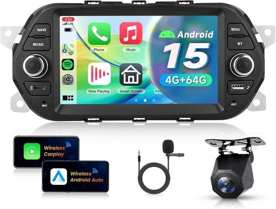 Autoradio mit 7-Zoll-Display - Android 15 - 4G+64G Speicher - Drahtlose CarPlay-Funktion mit GPS