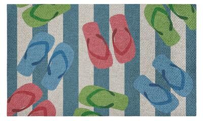 Stupell Summer Flip Flop & Stripe Designs Door Mat Design By Lil' Rue, 18x30