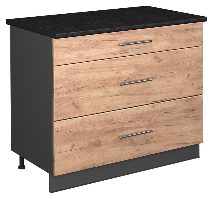 Vicco Fame-Line Keukenonderkast Goudkleurig Eiken/Antraciet, Model 62015, Breedte: 100 cm