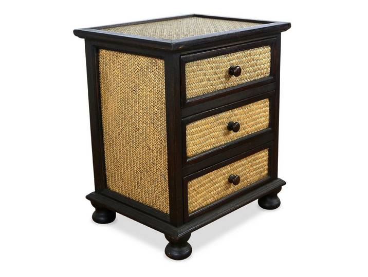 livasia Nachttisch Rattan Nachttisch 50x40x60cm – Handgeschnitzt mit Schubladen
