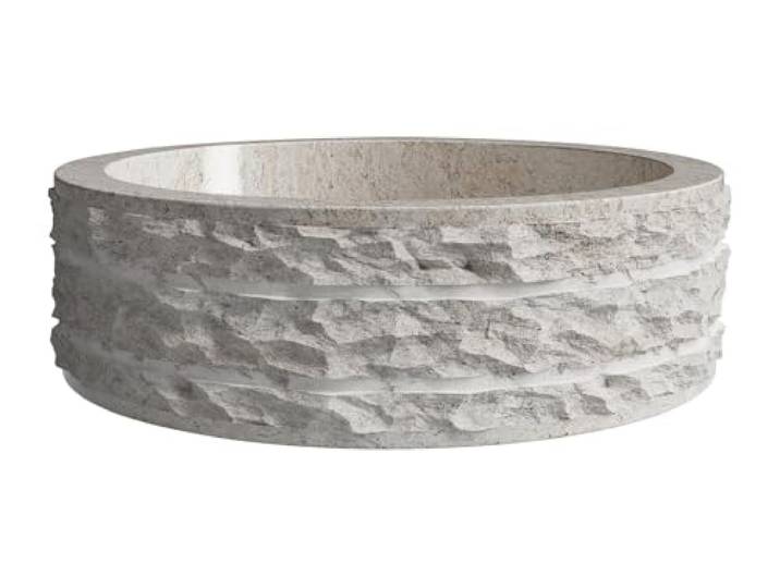 Vente-unique - Vasque à poser en marbre - Coloris créme - D40 cm - CIRILA