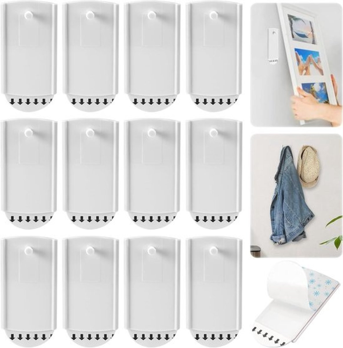 Ronte Zelfklevende spijkers voor fotolijsten - Set van 12 stuks - Residuvrij ophangsysteem