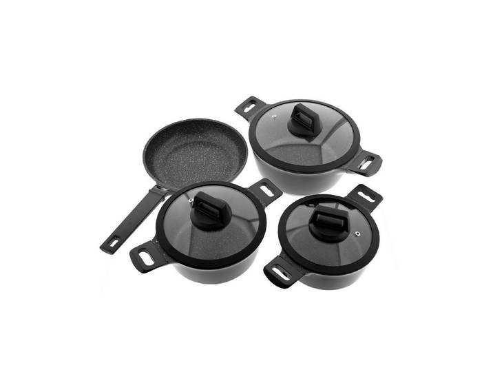 Mulex Kochtopf Kochgeschirr Set 7tlg Topfset Koch-/Braten-Topf-Set Induktion, Aluminiumguss, Antihaft