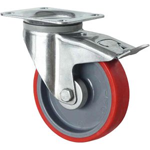 CASCOO Schwerlastrolle Serie N2U6, Lenkrolle, 160mm Ø, Polyurethan, Tragkraft 350kg, mit Bremse