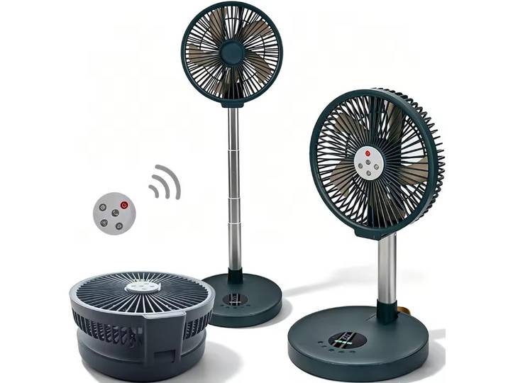 Ventilateur portable de 10 pouces, avec télécommande, pliable, ventilateur de bureau rechargeable, ventilateur sur pied pour le camping, ventilateur de bureau.