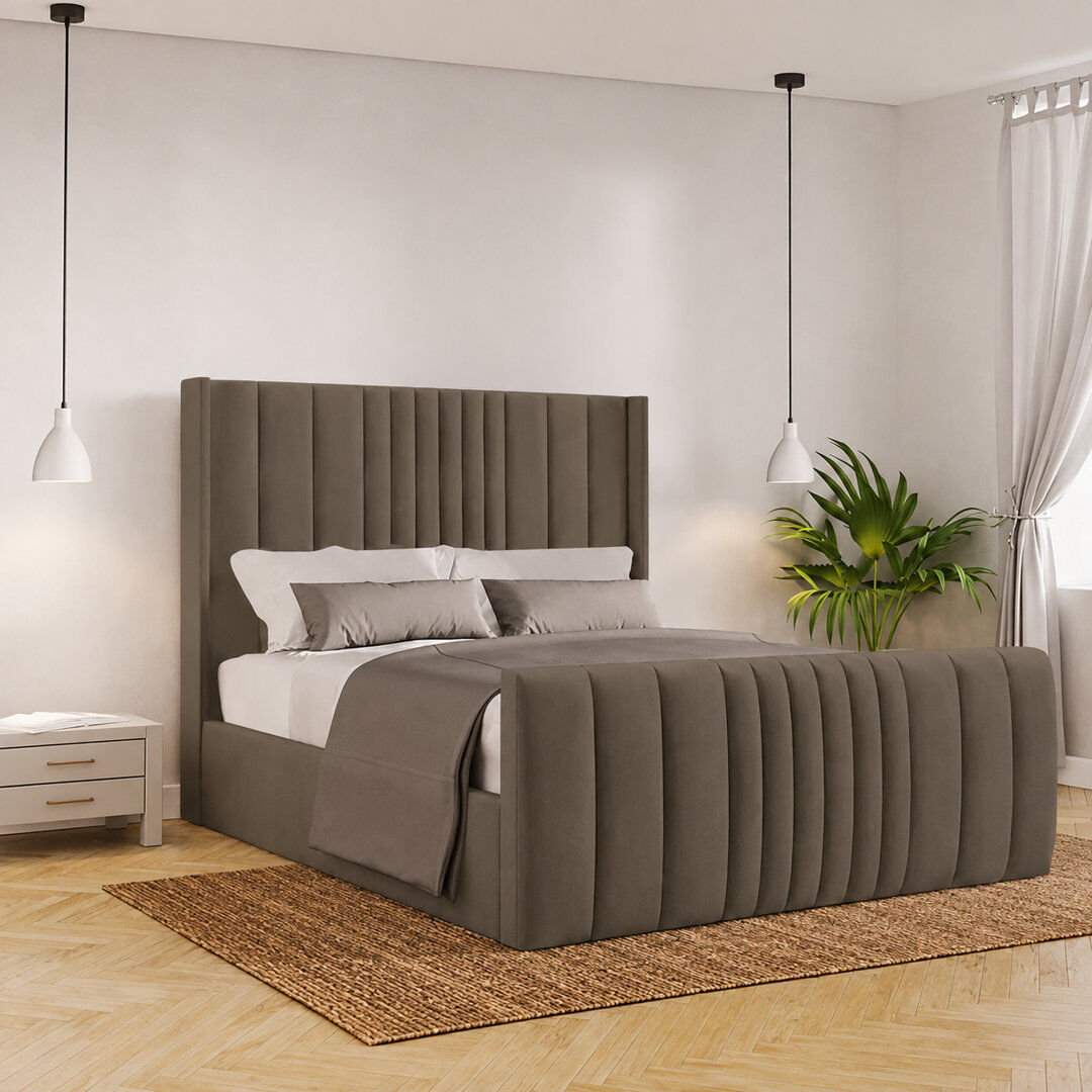 Canora Grey Bastin Upholstered Ottoman Storage Bed Mole Double (4'6)