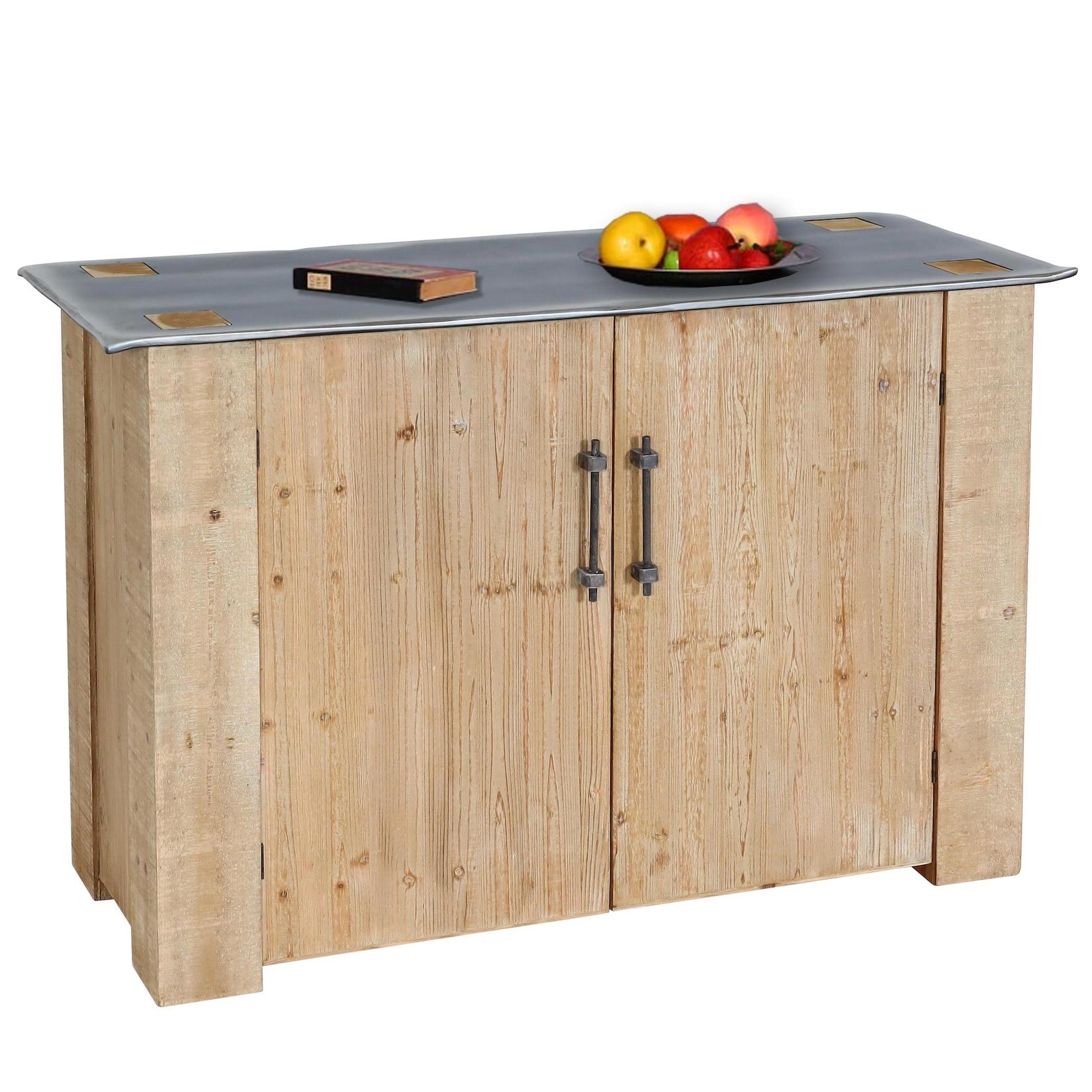 Sideboard MCW-L76, Kommode Schrank, Industrial Massiv-Holz MVG-zertifiziert 80x120x48cm, natur mit Metall-Optik