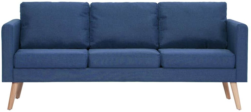 vidaXL Canapé à 3 places Tissu Bleu