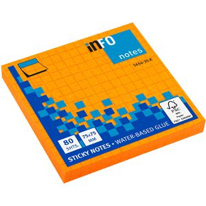 Info Haftnotizen Brilliant Sticky Notes, orange, 75 x 75mm, selbstklebend, 80 Blatt