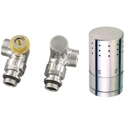XIMAX Thermostatset Typ SX Winkeleck - Winkeleck Links - 16 mm Kunststoffrohr - Chrom