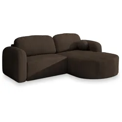 ECKSOFA AMILIA P R-S Braun Kordstoff mit Schlaffunktion