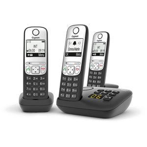Gigaset Telefon A690A Trio, schwarz, schnurlos, mit Anrufbeantworter