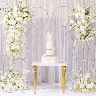 FATIVO Set of 2 Round Backdrop Stand Wedding Party White Hoop Pillar Flower Stands