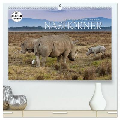 Emotionale Momente: Nashörner (hochwertiger Premium Wandkalender 2026 DIN A2 quer), Kunstdruck in Hochglanz