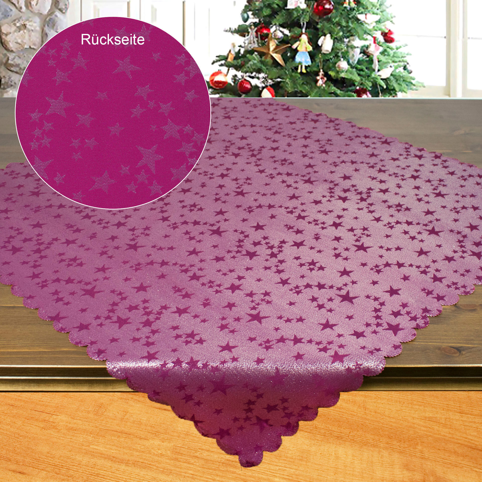 Mitteldecke DELINDO LIFESTYLE "Sternchen allover", lila, B:80cm L:80cm, Polyester, Tischdecken, Mitteldecke, mit Lurex-Sternchen