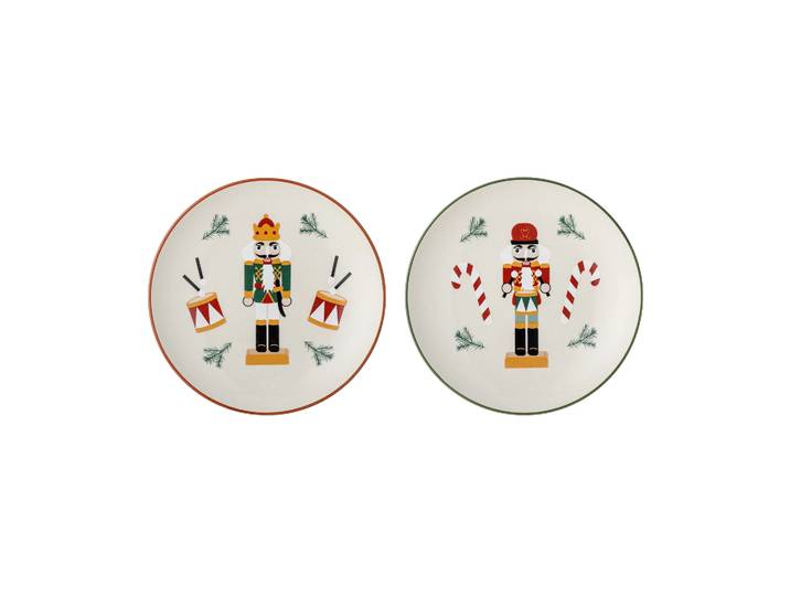 Bloomingville Petite assiette Jolly Ø 16 cm 2 pièces Blanc-rouge