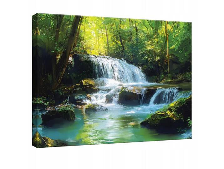 LEINWANDBILD Wasserfall Wald Natur Modern Wohnzimmer 60x40