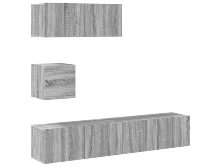 KGFHERENB 4-tlg. TV-Schrank-Set Hängend Grau Sonoma Holzwerkstoff Platzsparende Wandmontage für das Wohnzimmer mit strukturierter Aufteilung für Mediengeräte und Zubehör.