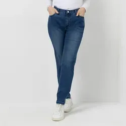 DENIM & CO. Jeans, knöchellang Rundumdehnbund Eingrifftaschen Used-Effekt
