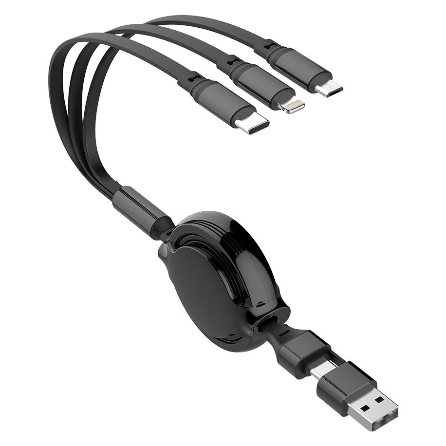 2GO Ladekabel 5in1 ALLinOne USB-A/USB-C Aufrollautomatik 1m (1 m) (797505)