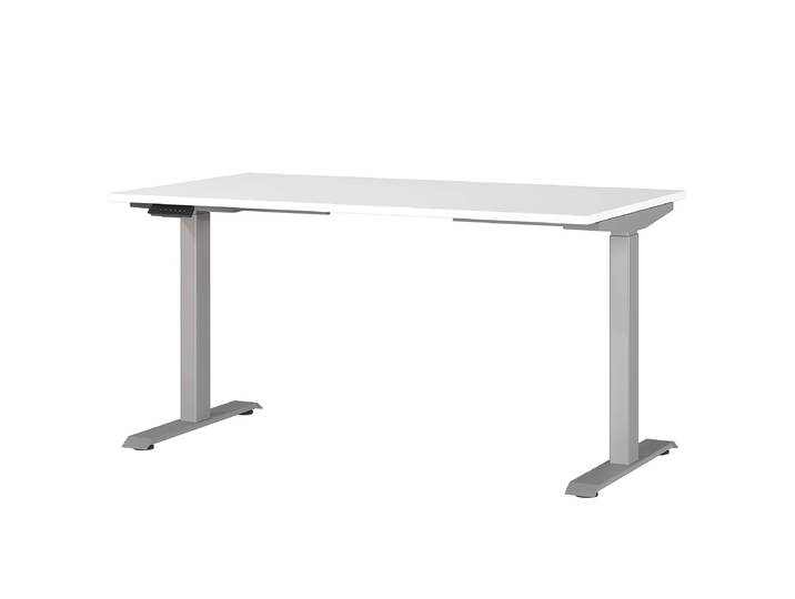 Bureau réglable en hauteur Jet 140cm Blanc/Blanc/Argenté