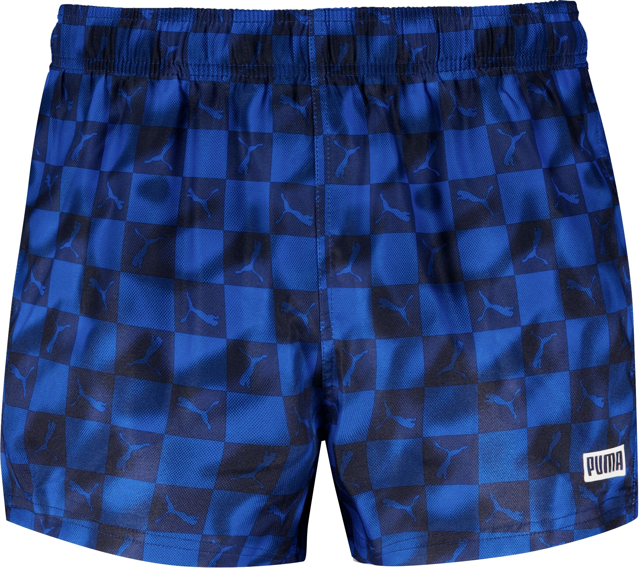 Badeshorts PUMA "PUMA SWIM MEN PRINTED CAT SHORT SHORTS", Herren, Gr. L, N-Gr, blau (ultra blau combo), Web, Obermaterial: 100% Polyester, Badehosen Badeshorts, mit Gummizug und seitlichen Taschen ultra blau combo L, N-Gr