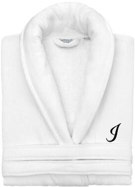 Authentic Hotel and Spa 100% Turkish Cotton Personalized Unisex Anovia Velour Bathrobe - Black Script Font