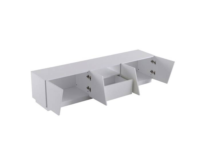 Modenvie Lowboard 170/37/42 cm aus MDF mit unregelmäßig segmentierten Fronten Weiß, 170x42x37 cm, Wohnzimmer, TV Möbel, Lowboards, Lowboards stehend
