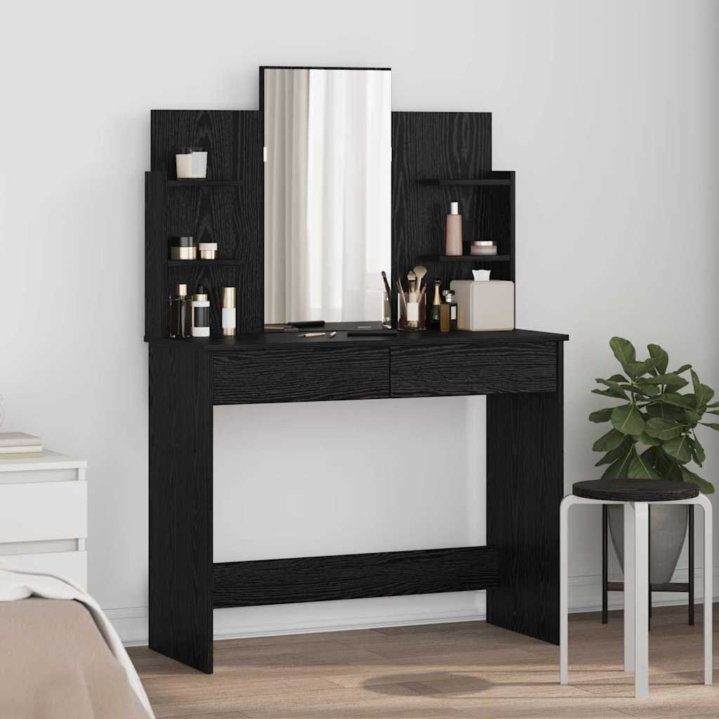 17 Stories Dressing Table Black Oak 142cm H X 96cm W X 39cm D