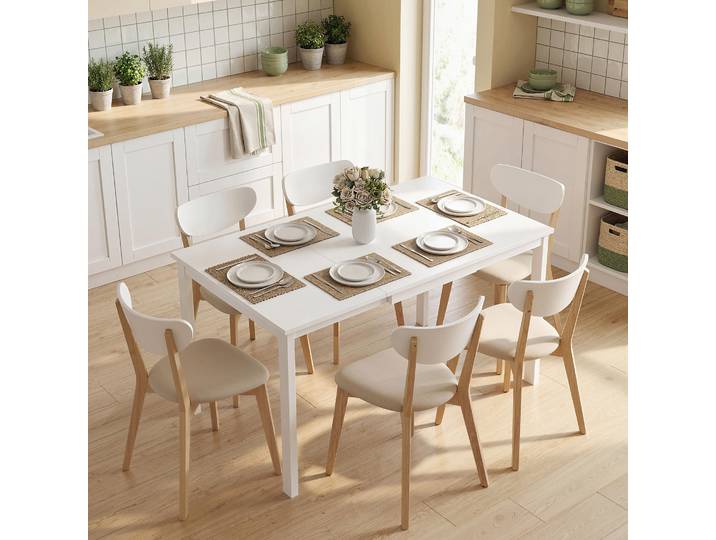HOMCOM Table Extensible 80-120cm 4-6 Pers Blanc Cuisine