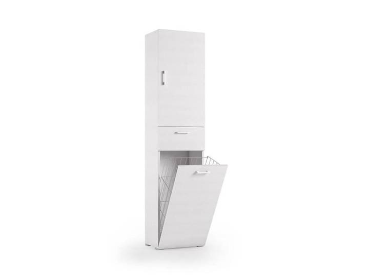 COLONNE UTILITAIRE BLANCHE PEU ENCOMBRANTE AVEC PANIER À LINGE