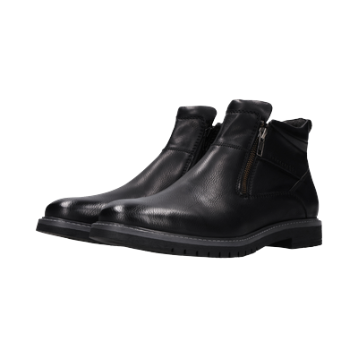 Stiefelette BUGATTI, Herren, Gr. 46, Textil, schwarz, Lederimitat, Schuhe Stiefelette, Klassik-Boots mit zwei Reißverschlüssen