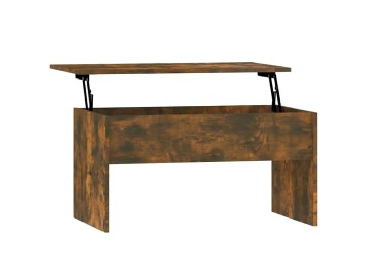 Couchtisch Smoke Eiche 80x50,5x41,5cm mit 3 Ablagen Holzwerkstoff,Holzfüße,solide Tischplatte,3 Ablagen,leicht zu reinigen